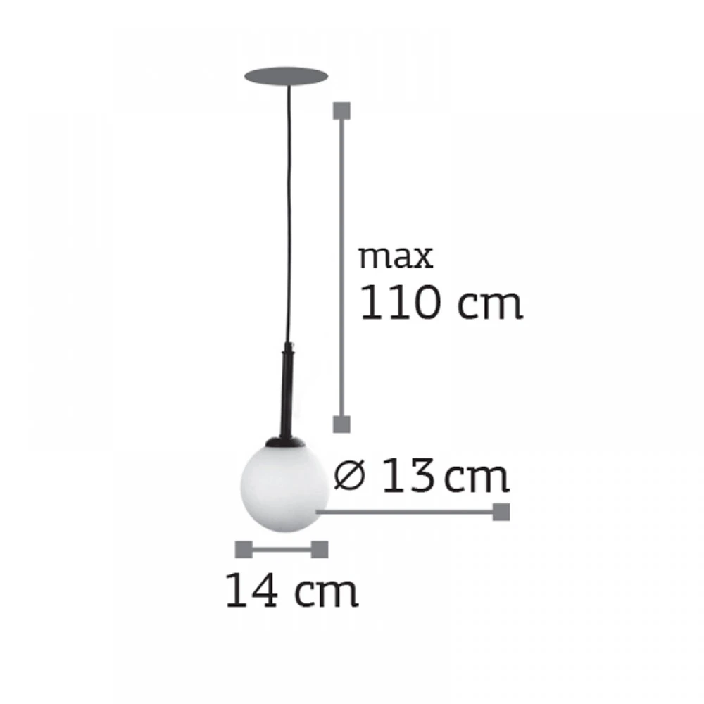Κρεμαστό Φωτιστικό Από Μαύρο Μέταλλο Και Λευκή Οπαλίνα 1x G9 - InLight