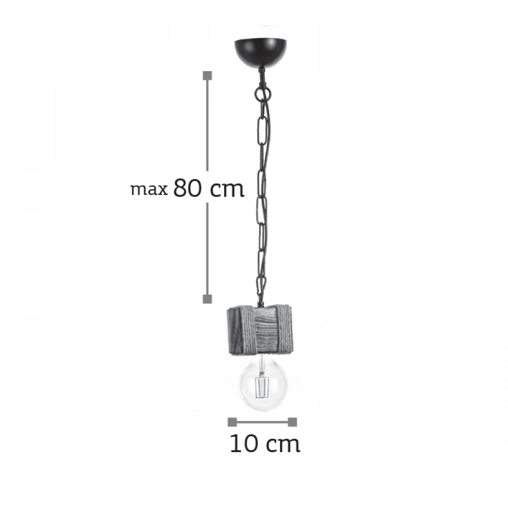 Κρεμαστό Φωτιστικό Από Ξύλο Και Σχοινί 1xE27 - InLight