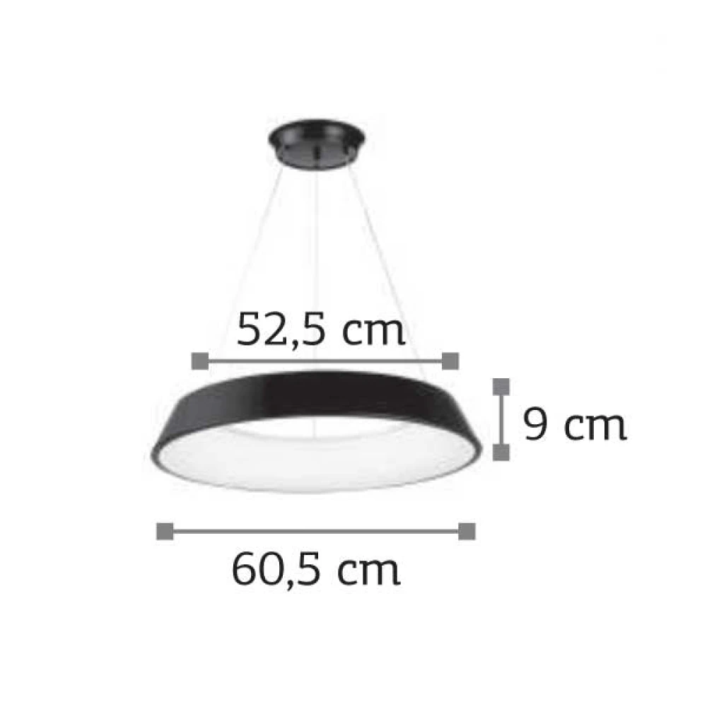 LED Κρεμαστό Φωτιστικό Μαύρο Μεταλλικό 50W - InLight