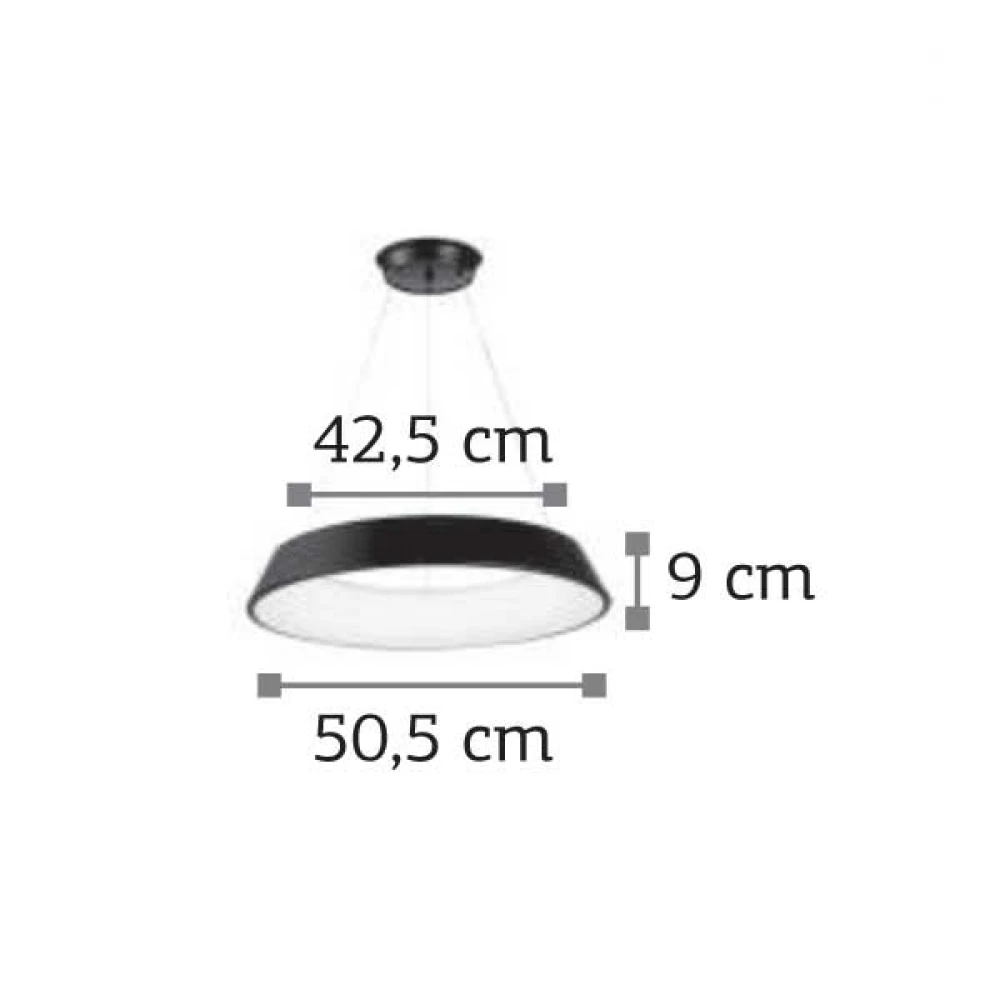 LED Κρεμαστό Φωτιστικό Μαύρο Μεταλλικό 36W - InLight