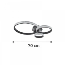 LED Πλαφονιέρα Οροφής Από Μαύρο Αλουμίνιο και Ακρυλικό 96W 3000K - InLight