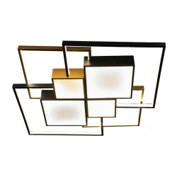 Πλαφονιέρα οροφής LED 108W 3CCT σε μαύρη και χρυσαφί απόχρωση D:70cm - InLight