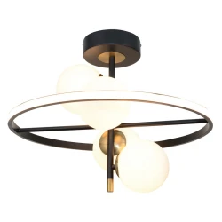 Φωτιστικό Οροφής LED 20W 3000K και 4XG9 σε μαύρο και χρυσαφί χρώμα D:50cm - InLight
