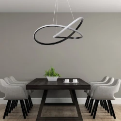 InLight Κρεμαστό φωτιστικό LED 48W 3CCT (by switch on base) σε μαύρο χρώμα D:60cm (6081-BL)