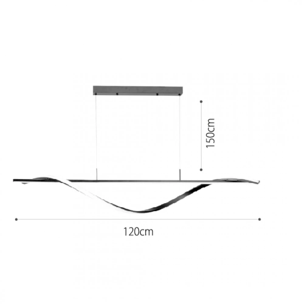 InLight Κρεμαστό φωτιστικό LED 40W 3CCT (by switch on base) σε μαύρο χρώμα D:120cm (6084-BL)