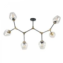 Κρεμαστό Φωτιστικό Από Μαύρο Μέταλλο και Διάφανο Γυαλί 6X E27 - InLight