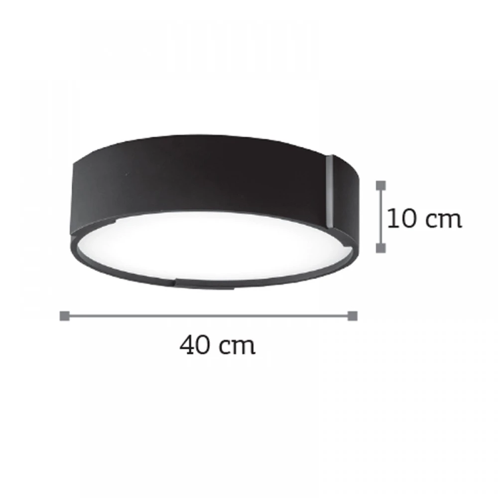 LED Φωτιστικό Οροφής Από Αλουμίνιο σε Μαύρη Απόχρωση και Ακριλικό 26W - InLight