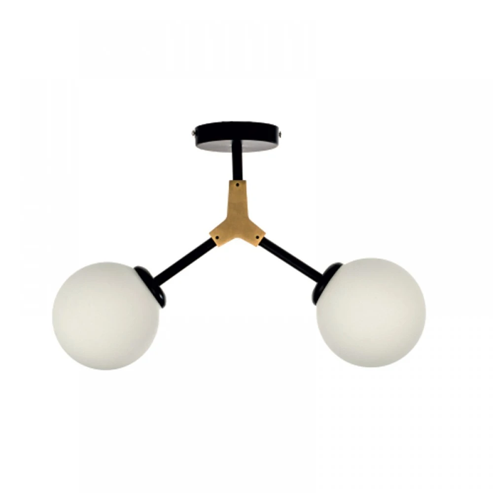 Κρεμαστό Φωτιστικό Από Μαύρο Μέταλλο Και Λευκή Οπαλίνα 2x G9 InLight