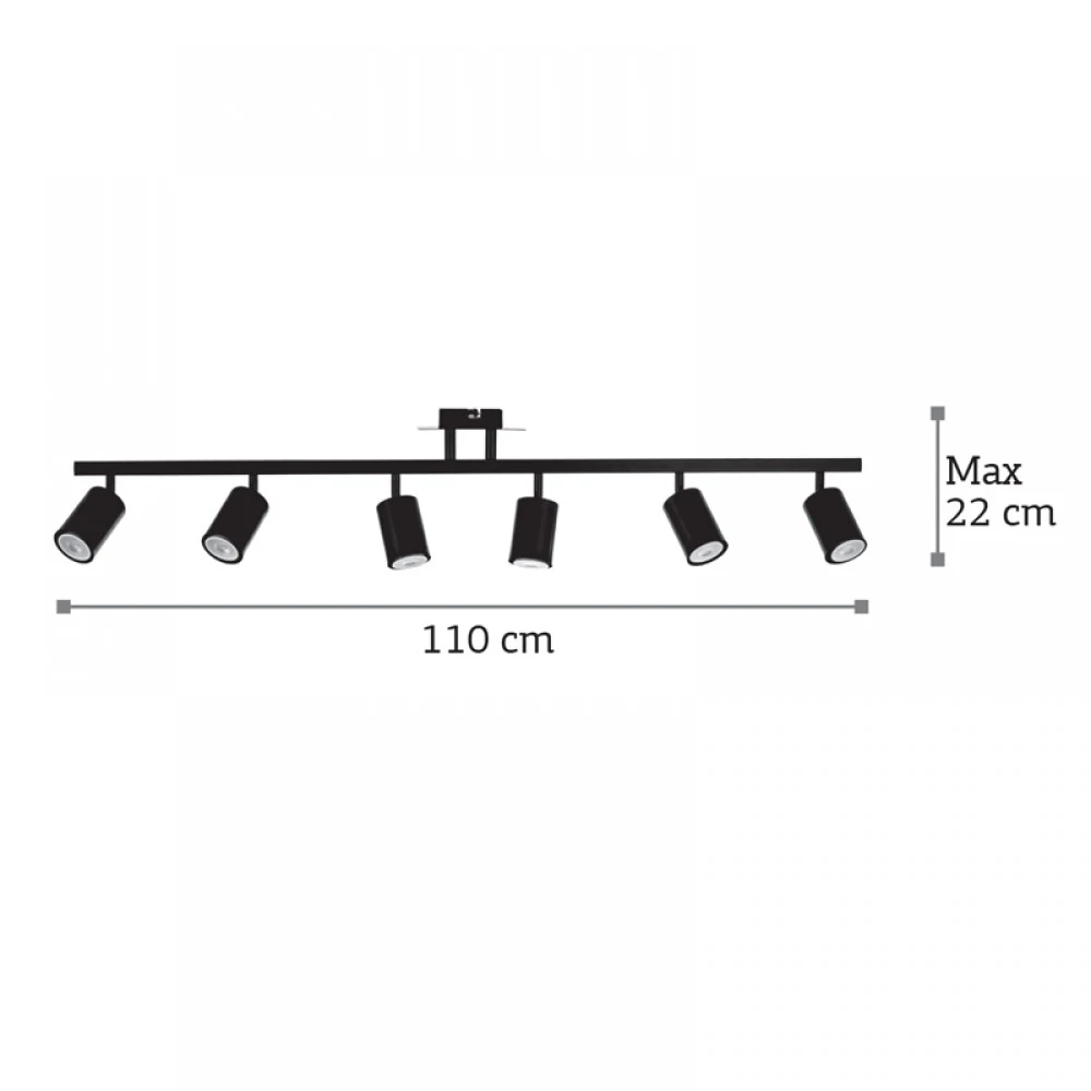 Επιτοίχιο Σποτ Από Μέταλλο Σε Μαύρη Απόχρωση 6XGU10 Inlight
