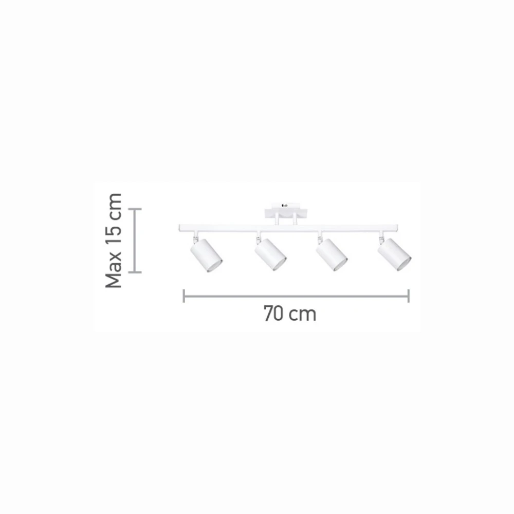 Επιτοίχιο σποτ από μέταλλο σε λευκή απόχρωση 4XGU10 D:70cm - InLight