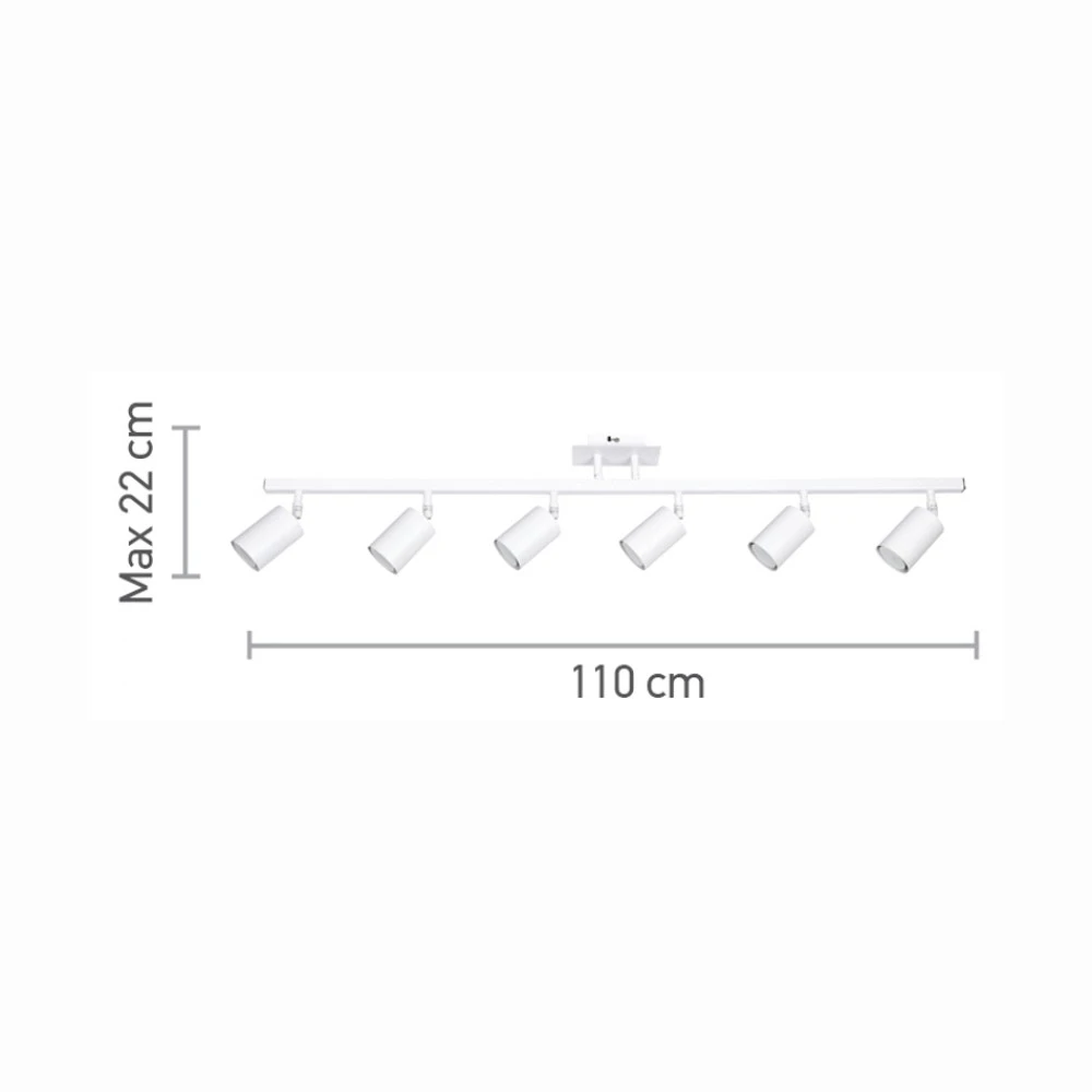 Επιτοίχιο σποτ από μέταλλο σε λευκή απόχρωση 6XGU10 D:110cm - InLight