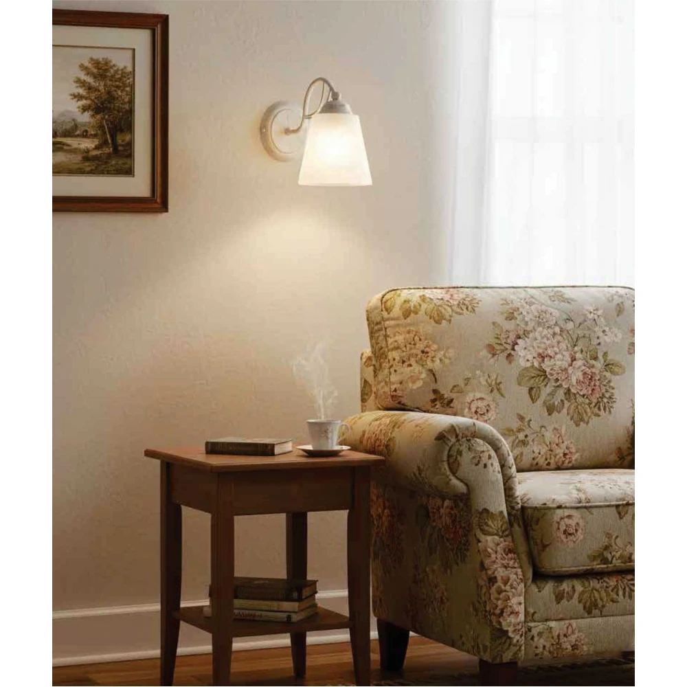 Inlight Επίτοιχο Φωτιστικό Από Μέταλλο και Γυαλί - Λευκή Πατίνα 1xE27 - AETHER MAIA