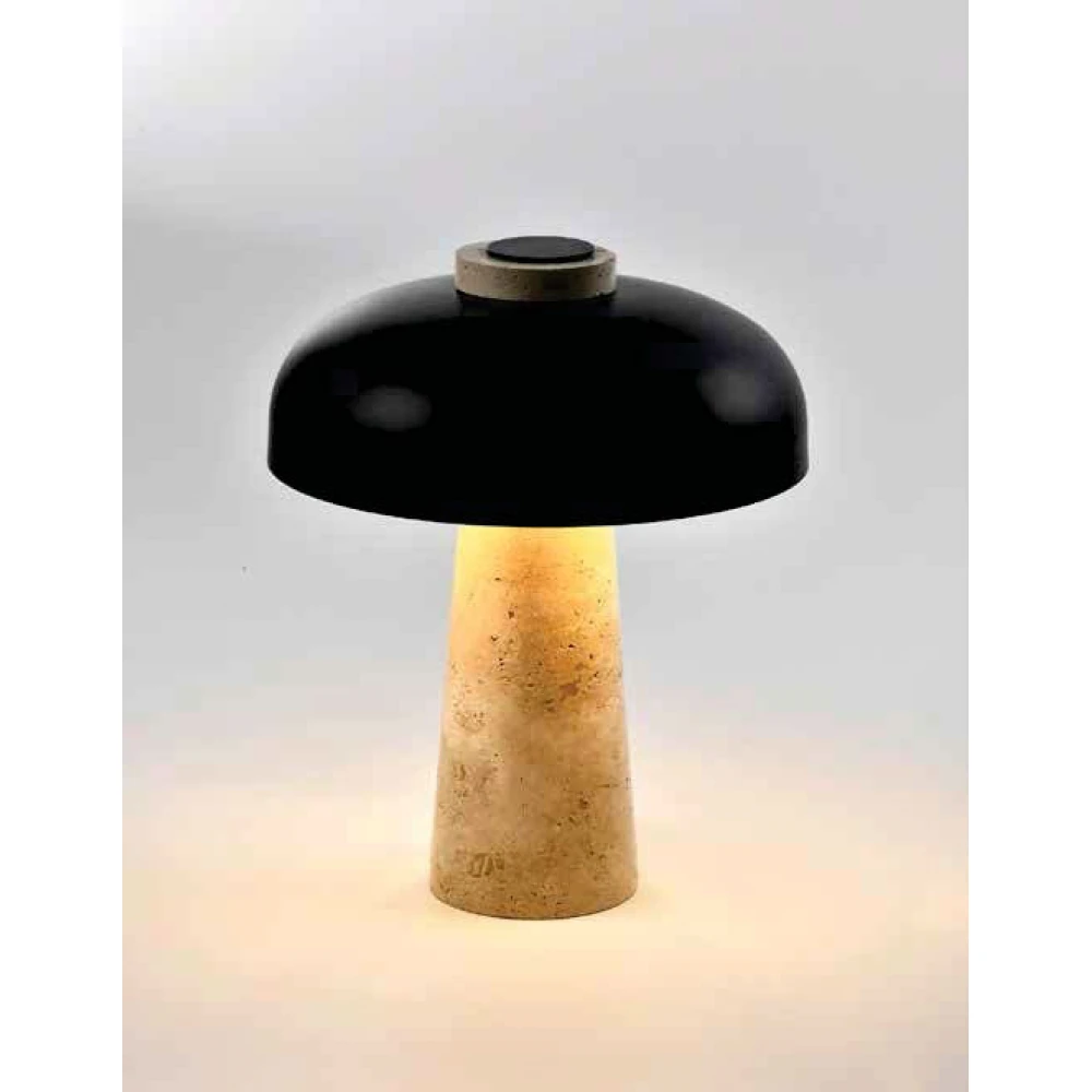 Inlight Επιτραπέζιο φωτιστικό Από Μάρμαρο Τραβερτίνη και Μέταλλο Μαύρο 2xG9 - Calisto Flare