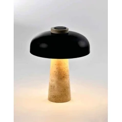 Inlight Επιτραπέζιο φωτιστικό Από Μάρμαρο Τραβερτίνη και Μέταλλο Μαύρο 2xG9 - Calisto Flare