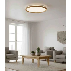 InLight LED Πλαφονιέρα Οροφής Ακρυλική Με Χρώμα Ξύλου 27W 4CCT D40cm - HALO PULSAR