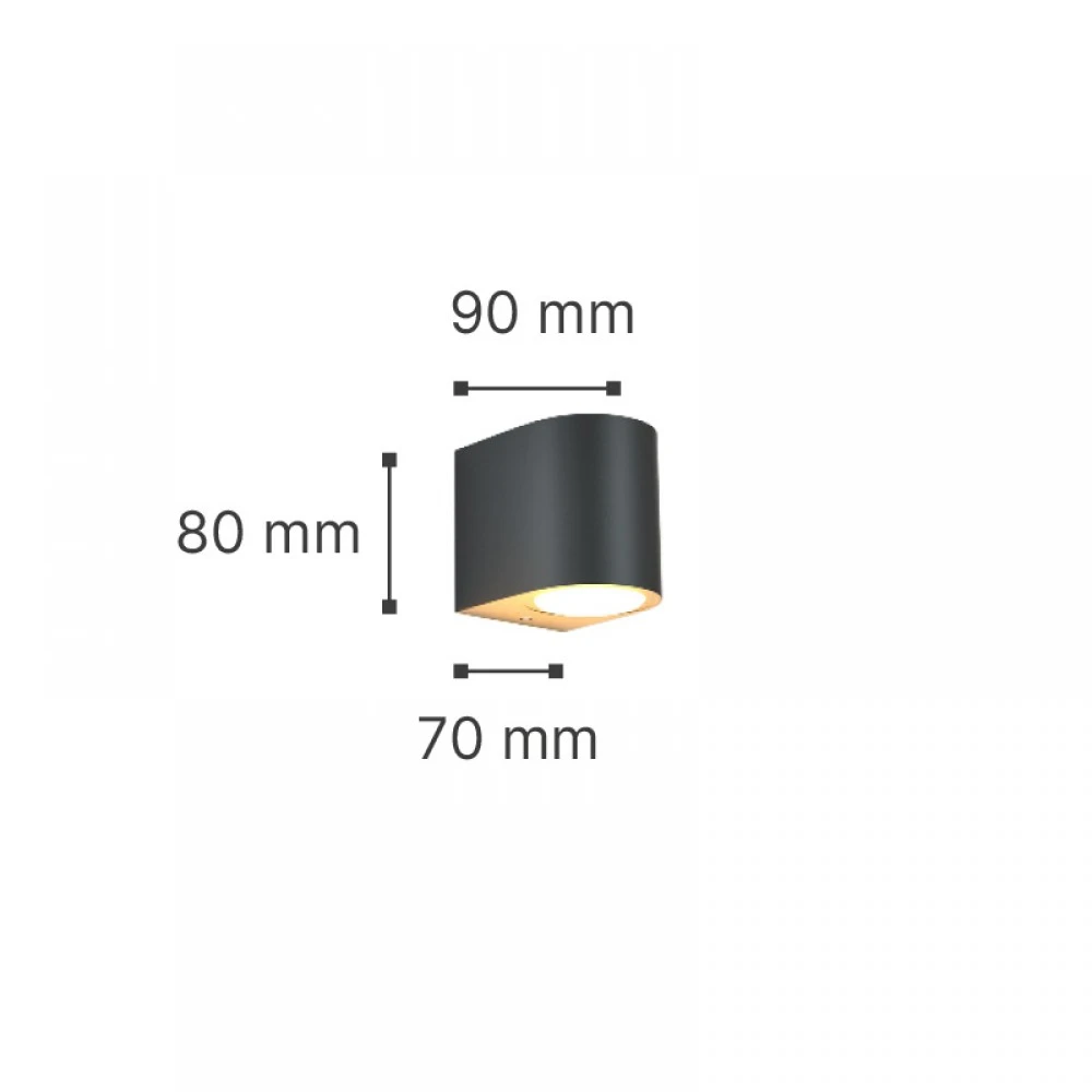 Powell 1xGU10 Απλίκα Up or Down Εξωτερικού Χώρου Ανθρακί IP54 D:9x8cm - it-Lighting