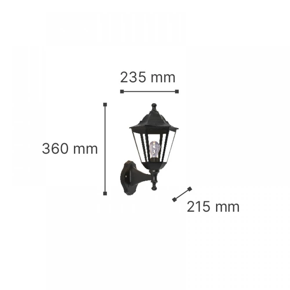 Redfish 1xE27 Απλίκα Εξωτερικού Χώρου Μαύρη IP44 D:36x23.5cm - it-Lighting