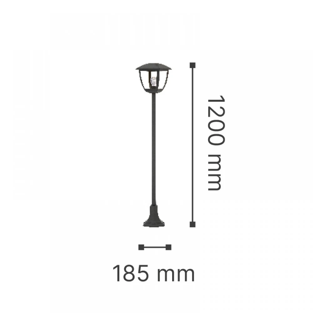 Avalanche Κολώνα Εξωτερικού Χώρου Μαύρη 1xE27 IP44 D:120cmx18.5cm - it-Lighting