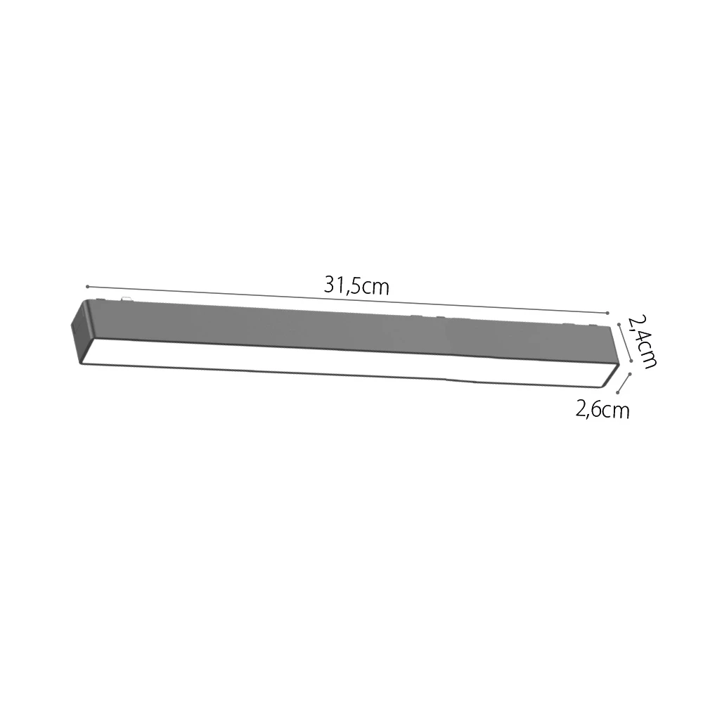Φωτιστικό LED 10W 3CCT για Ultra-Thin μαγνητική ράγα σε λευκή απόχρωση (by tuya and zigbee) D:31,5cmX2,4cm - InLight