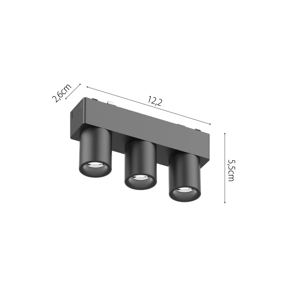 Φωτιστικό LED 5W 3CCT για Ultra-Thin μαγνητική ράγα σε μαύρη απόχρωση (by tuya and zigbee) D:12,2cmX5,5cm- InLight