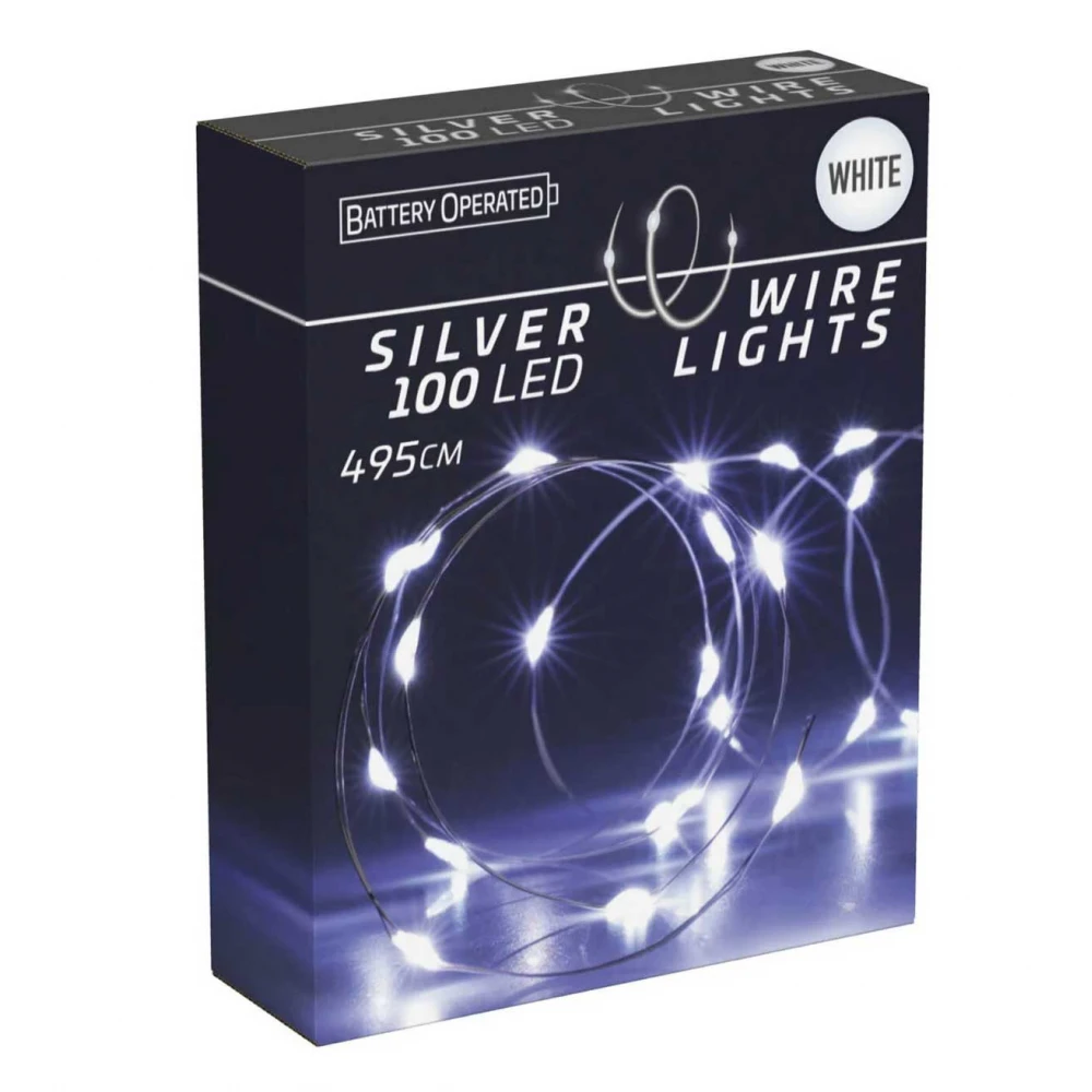 100 ΛΕΥΚΑ MICRO ΦΩΤΑΚΙΑ LED, ΜΕ ΑΣΗΜΙ ΚΑΛΩΔΙΟ