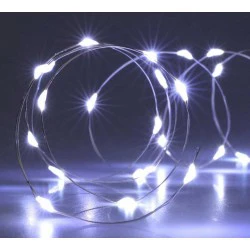 100 ΛΕΥΚΑ MICRO ΦΩΤΑΚΙΑ LED, ΜΕ ΑΣΗΜΙ ΚΑΛΩΔΙΟ