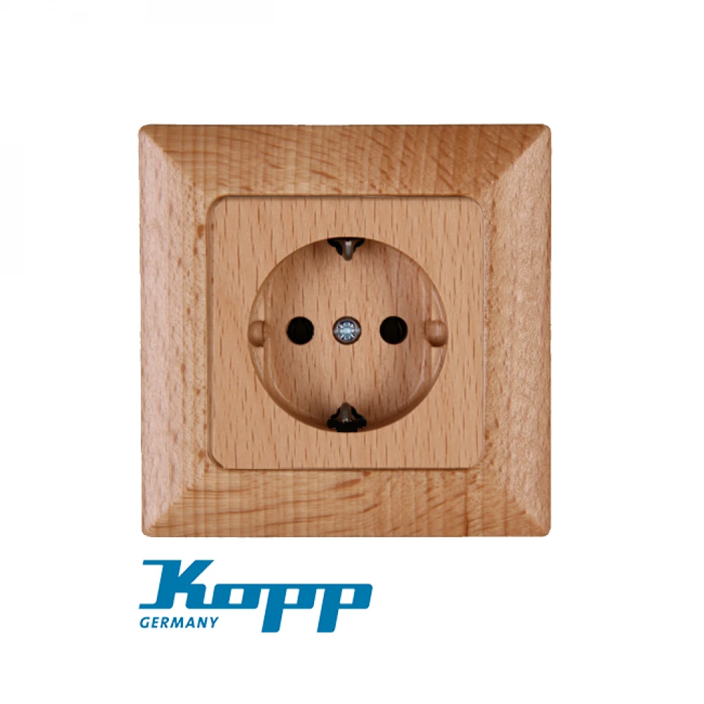 Πρίζα Σούκο Μονή Από Ξύλο Οξιάς 16A 250V HK02 - KOPP