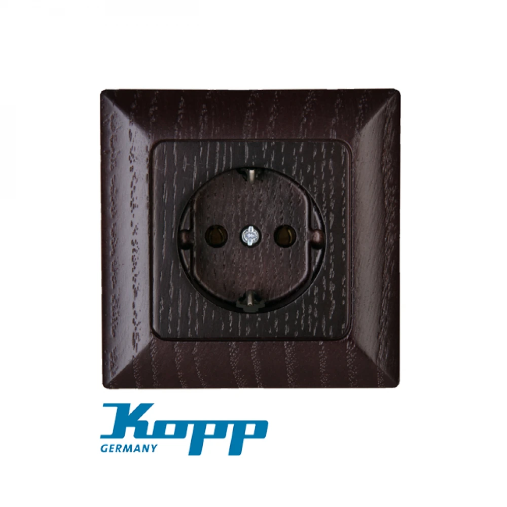 Πρίζα Σούκο Μονή Από Ξύλο Βένγκε 16A 250V HK02 - KOPP