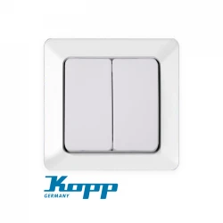Διακόπτης Διπλός Μπουτόν Σε Λευκό Χρώμα 10A 250V HK02 - Kopp
