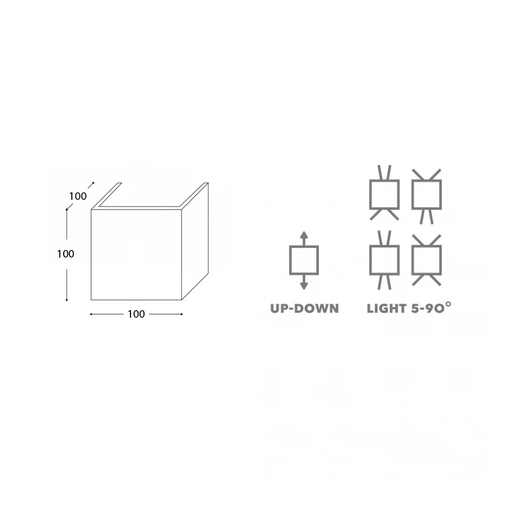 Led Απλίκα Up Down Mε Ρυθμιζόμενες Μοίρες Φωτισμού 5-90 - 6.8W IP54 10cm Μαύρο - Beam-BK LUCIDO