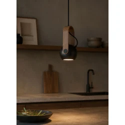 ΚΡΕΜΑΣΤΟ ΞΥΛΙΝΟ LED ΦΩΤΙΣΤΙΚΟ DIMMABLE 5W 400Lm 3000K Ø11cm ΜΑΥΡΟ / ΣΚΟΥΡΟ ΞΥΛΟ - BALLO-BK - LUCIDO