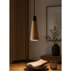 ΚΡΕΜΑΣΤΟ ΞΥΛΙΝΟ LED ΦΩΤΙΣΤΙΚΟ DIMMABLE 4W 360Lm 3000K Ø8cm ΜΑΥΡΟ / ΣΚΟΥΡΟ ΞΥΛΟ - CONO-BK - LUCIDO