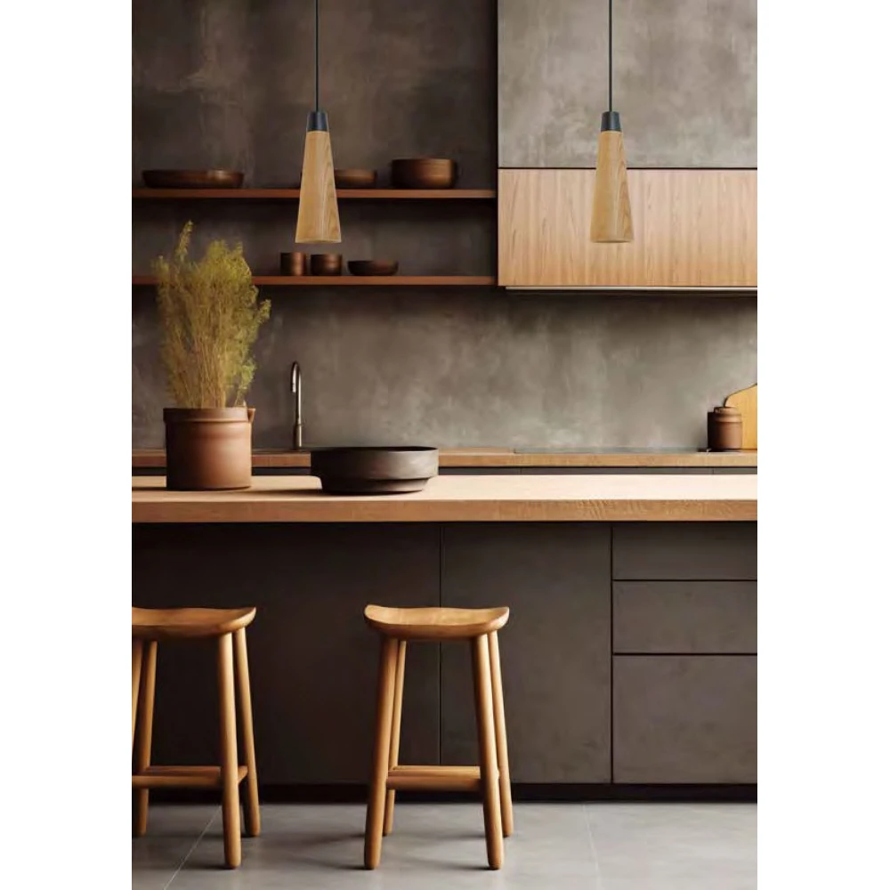 ΚΡΕΜΑΣΤΟ ΞΥΛΙΝΟ LED ΦΩΤΙΣΤΙΚΟ DIMMABLE 4W 360Lm 3000K Ø8cm ΜΑΥΡΟ / ΣΚΟΥΡΟ ΞΥΛΟ - CONO-BK - LUCIDO