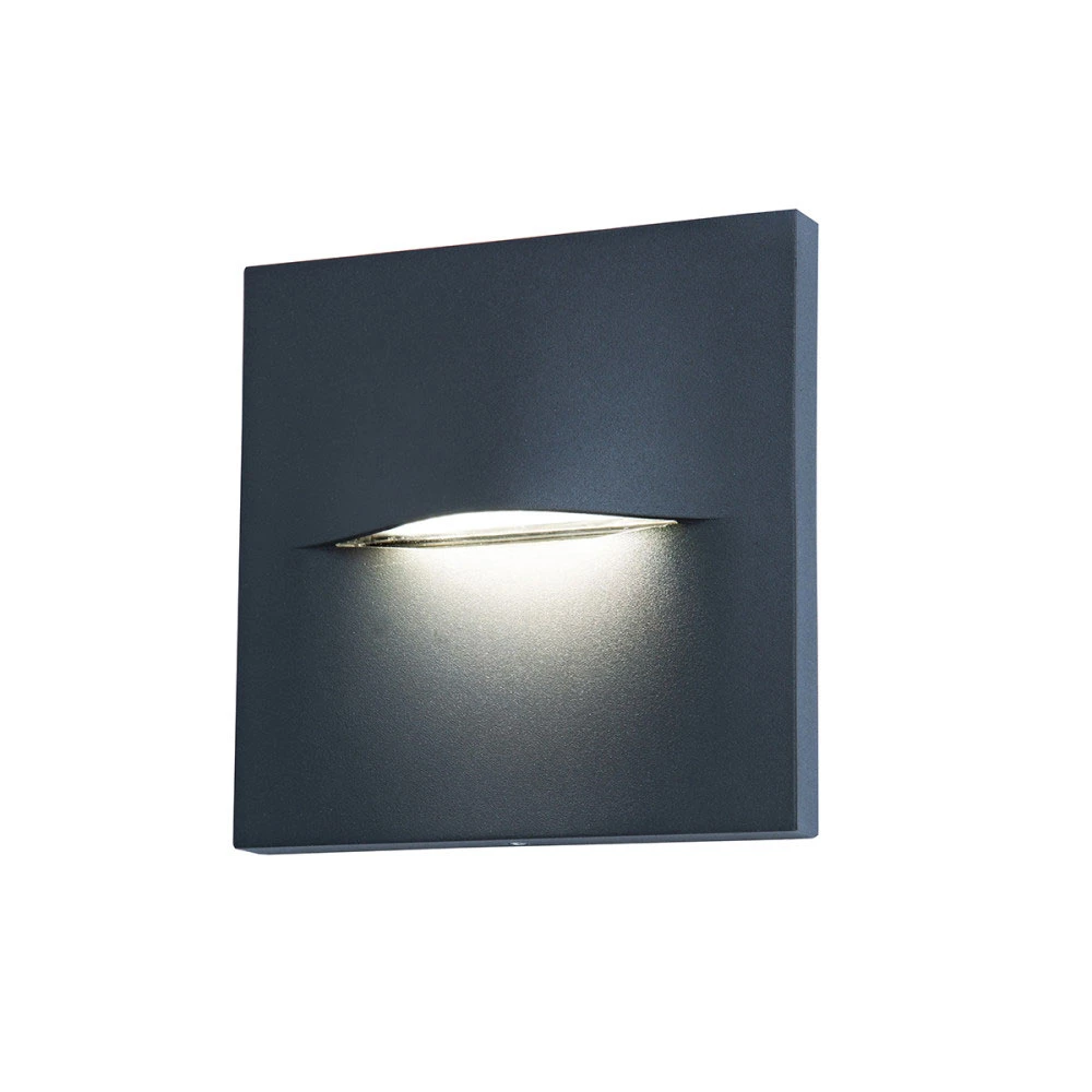 LED Φωτιστικό Διαδρόμου Εξωτερικού Χώρου 3W 3000K IP65 Σκούρο Γκρι Brow-SQ - LUCIDO