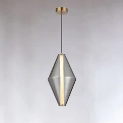 Κρεμαστό LED Φωτιστικό Antique Brass από Αλουμίνιο με Φιμέ Γυαλί 20W 1600lm 3000K Dimmable 50x25cm - Candy-A - LUCIDO