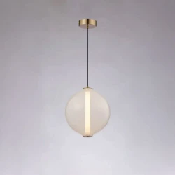 Κρεμαστό LED Φωτιστικό Antique Brass από Αλουμίνιο με Λευκό Ματ Γυαλί 12W 960lm 3000K Dimmable 32x30cm - Candy-B - LUCIDO