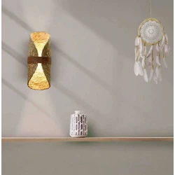 Απλίκα Τοίχου από Ψάθα και Δέρμα Καφέ 1xG9 LED Max 7W Cane-A - LUCIDO