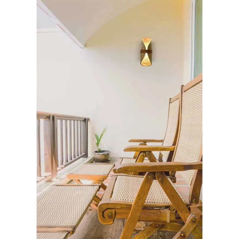 Απλίκα Τοίχου από Ψάθα και Δέρμα Καφέ 1xG9 LED Max 7W Cane-A - LUCIDO