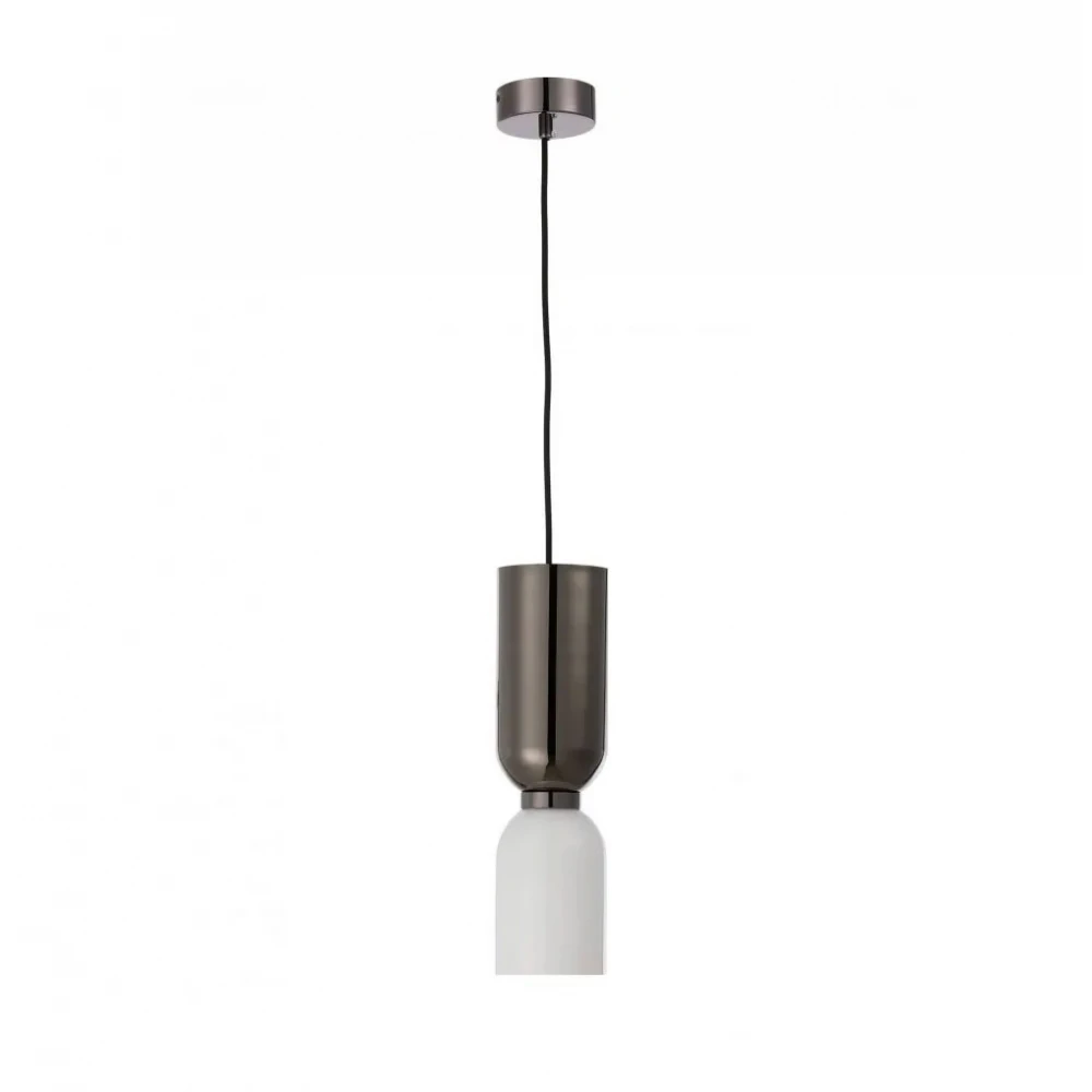 Κρεμαστό Φωτιστικό από Ατσάλι και Γυαλί σε Pearl Black με Opal Γυαλί E27 Max 15W 11cm Duo-BK - LUCIDO