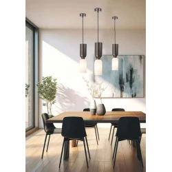 Κρεμαστό Φωτιστικό από Ατσάλι και Γυαλί σε Pearl Black με Opal Γυαλί E27 Max 15W 11cm Duo-BK - LUCIDO