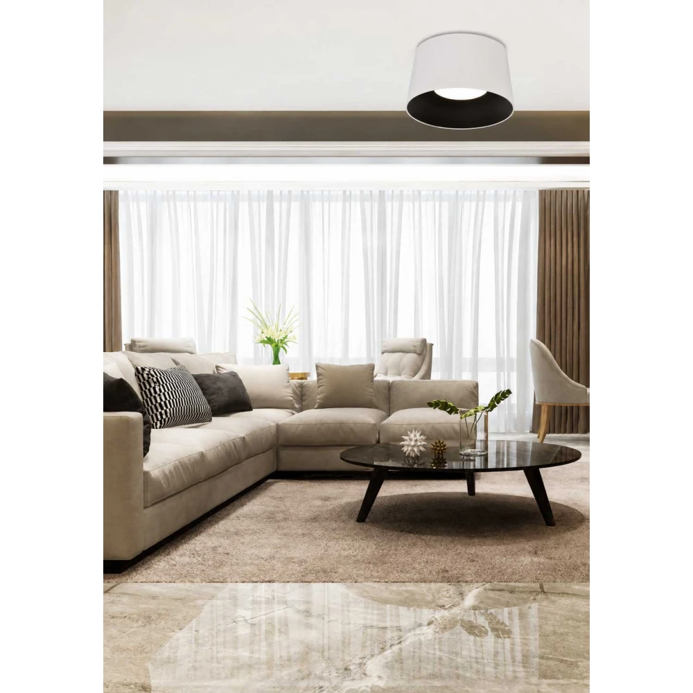 LED Φωτιστικό Οροφής Λευκό και Μαύρο 24W 3000K D35cm Dimmable - Dark-CS - LUCIDO