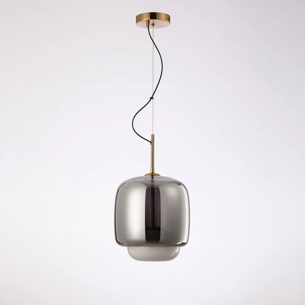 Κρεμαστό LED Φωτιστικό από Ατσάλι σε Antique Brass με Φιμέ Γκρι και Γυαλιστερό Οπάλ Γυαλί 6W 540lm 3000K Dimmable 35x26cm - Dos-SG - LUCIDO