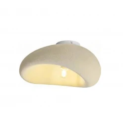 Πλαφονιέρα Οροφής Blacken Brown Από HDPE D40cm 1xE27 Φιλοσοφίας Wabi-Sabi - Mudcraft-C40 CR - LUCIDO