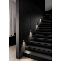 LED Απλίκα Τοίχου Από Φυσική Πέτρα Μαύρη 3W D10cm 2700K Pill-BK - LUCIDO