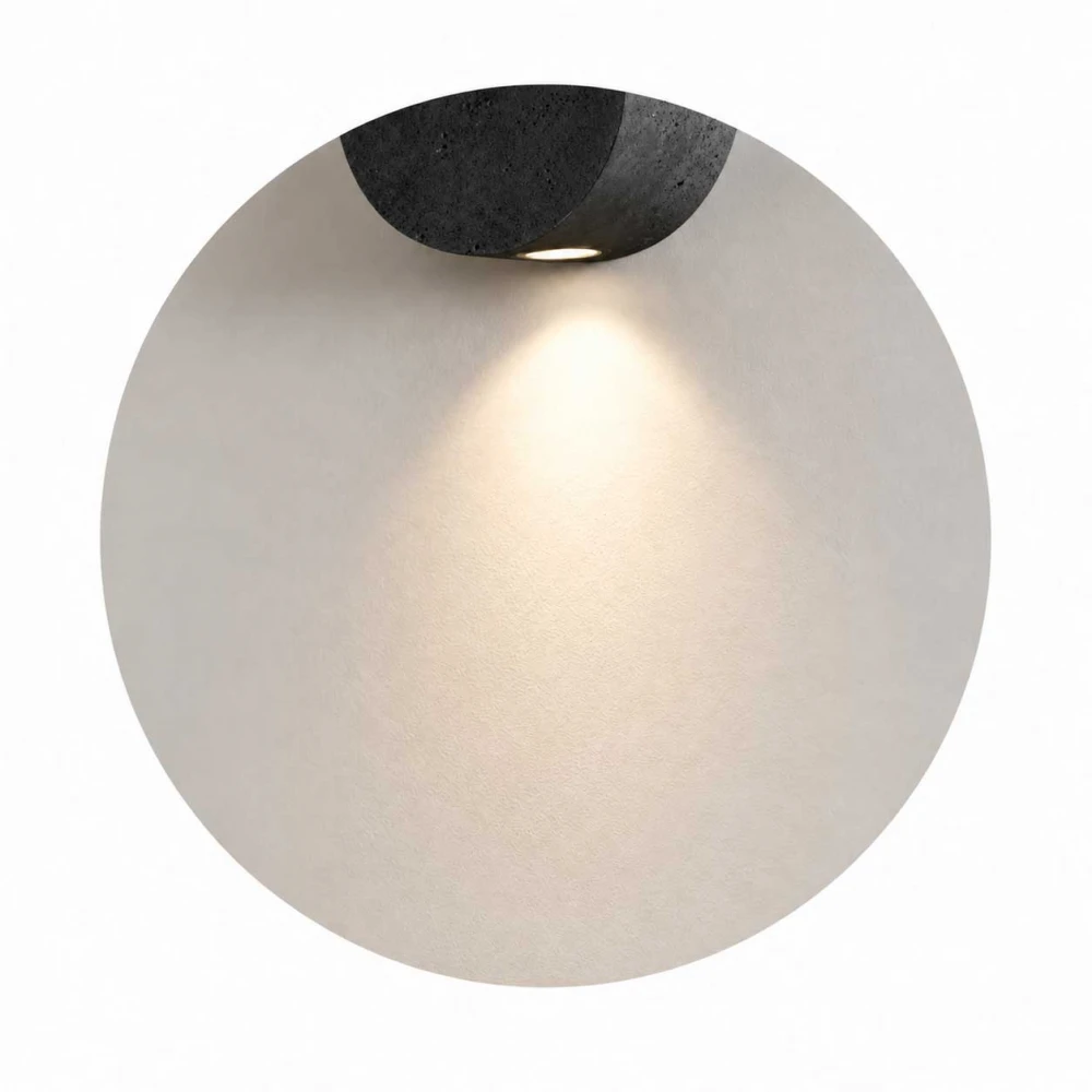 LED Απλίκα Τοίχου Από Φυσική Πέτρα Μαύρη 3W D10cm 2700K Pill-BK - LUCIDO