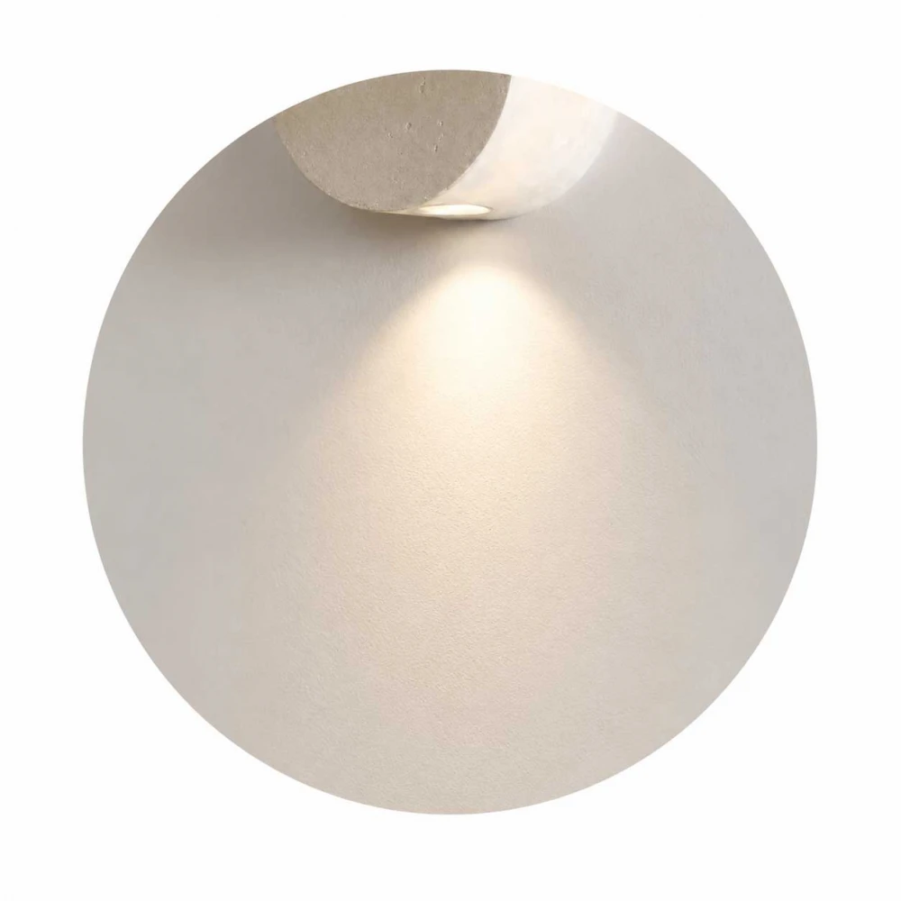 LED Απλίκα Τοίχου Από Φυσικό Τραβερτίνη Μπεζ 3W D10cm 2700K Pill-BR - LUCIDO