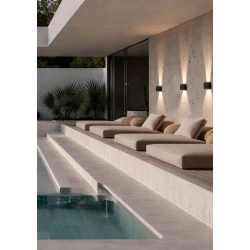  LED Απλίκα Τοίχου από Μαύρη Φυσική Πέτρα 12cm IP54 7W 2700K Up-Down - Primitive-BK LUCIDO