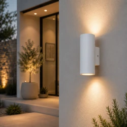 Επίτοιχο Φωτιστικό 22cm 2xGU10 IP65 Λευκό Ματ Rondo-2 - LUCIDO