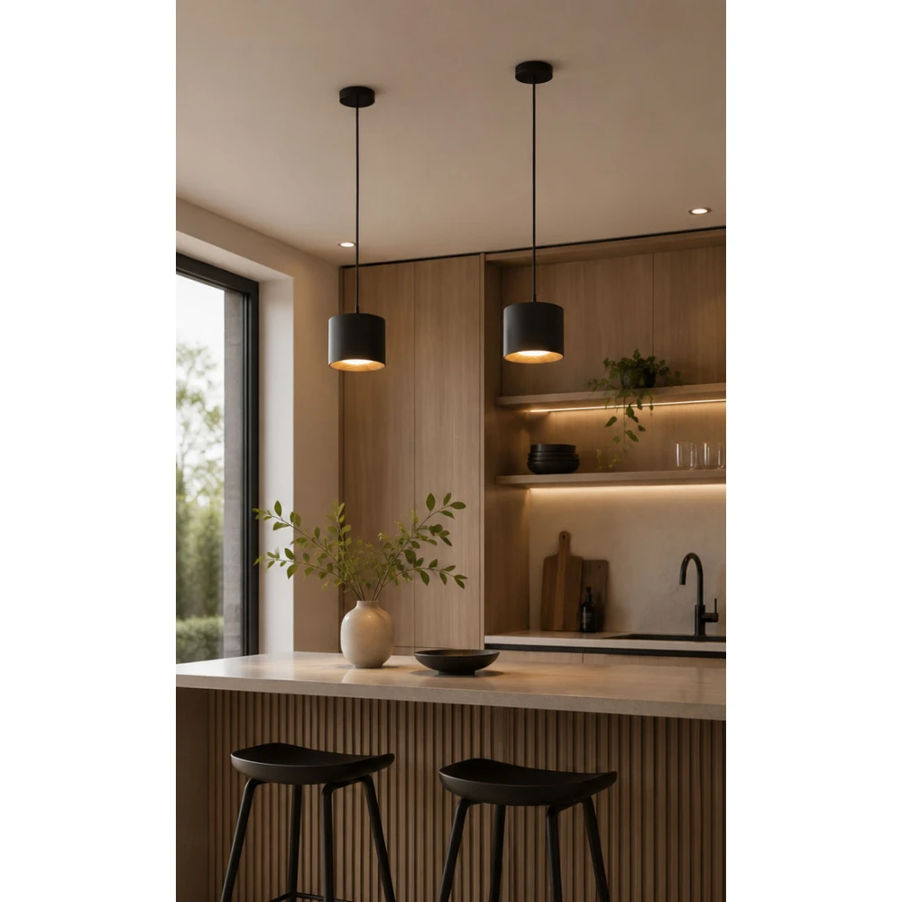 ΚΡΕΜΑΣΤΟ LED ΦΩΤΙΣΤΙΚΟ DIMMABLE 10W 700Lm 3000K Ø17cm ΜΑΥΡΟ / ΞΥΛΟ - ROLLER-BK - LUCIDO