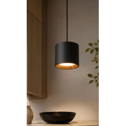 ΚΡΕΜΑΣΤΟ LED ΦΩΤΙΣΤΙΚΟ DIMMABLE 10W 700Lm 3000K Ø17cm ΜΑΥΡΟ / ΞΥΛΟ - ROLLER-BK - LUCIDO